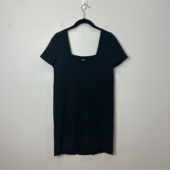 Armani Exchange A/X Square Neckline Ladylike Short Sleeve Black Dress - Picture 2 of 6